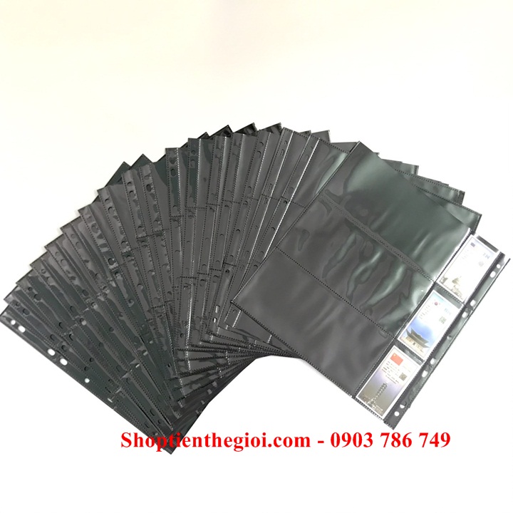 Album tiền quốc tế và 20 phơi tiền 3 ngăn đen đựng 120 tờ tiền - SP005243